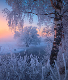 Зимняя утренняя / Рассвет на реке Истра, Московская область