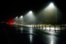 Ночь,улица ,фонарь.... / Ночная автострада в туман