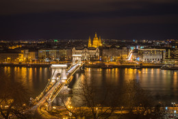 Ночной Будапешт. Базилика / Цепной мост. Базилика. Будапешт. 2017