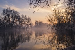 Тихий апрельский рассвет на реке Псел / Тихое весеннее утро с туманом!