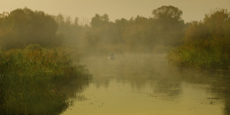 Утро рыбака / рассвет,река,туман,рыбак