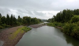 Дождливая погода на реке / Речка притаёжная в дождливую погоду.