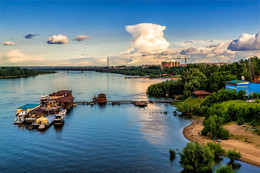Вечереет / Вид с Бугринского моста. Вечер, Новосибирск. р. Обь.