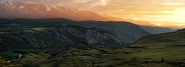 Огненный закат / Северо-Чуйский хребет, панорама