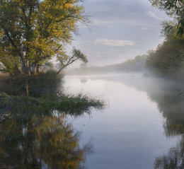 Осень / туман,река