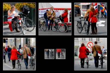 История про два велосипеда / По рабочим делам я часто езжу в командировки. Фотоаппарат всегда с собой. Эту простую и приятную  историю я отснял в центре Копенгагена (объектив Nikkor 18-200).
Сначала внимание привлекла девушка с вело, читающая на скамейке...