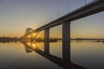 Мост на закате / Мост через Енисей на закате