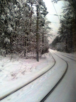 На повороте / Дорога через зимний лес