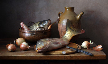 Карпы / классический натюрморт с рыбой
