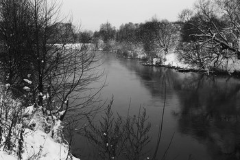 река Пехорка в Краскове (Московская область) / Зимний пейзаж у реки Пехорки в Краскове