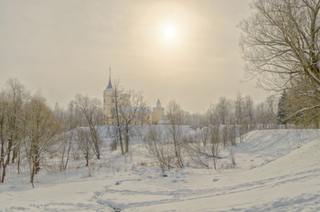 В снежной дымке. / Парк Мариенталь в Павловске. Февраль 2018.