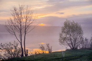 Весенний рассвет. / Пасмурное утро на озере Сосновое.