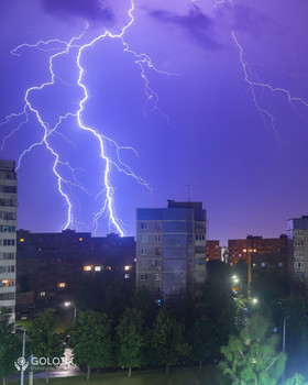 Молния над Гродно / Молнии над Гродно, вид со спального района