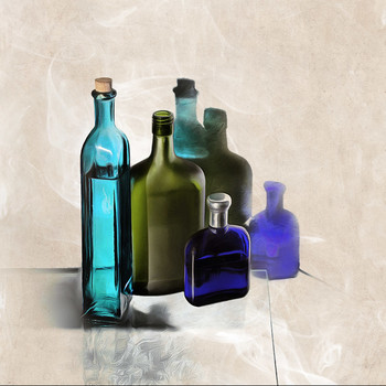 бутылочная графика (фантомы) / бутылки на стекле и их тени