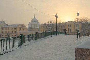 Утром на Фонтанке. Красноармейский мост. / Петербург. Январь 2019.