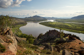 Вид с Омулевой горы на реку Селенга / Тарбоготайский район Бурятия