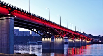 Николаевский мост .Красноярск / мост,река,вечер
