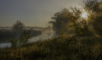 Рассвет / утро,туман,река Айдар