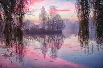 сиреневый рассвет / Осенний рассвет на озере