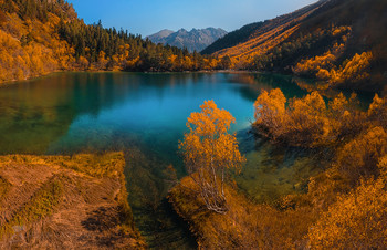 Бадукское озеро / Баду́кские озёра — каскад из трёх горных озёр на реке Бадук, между хребтами Хаджибей и Бадукским на Западном Кавказе, в Карачаево-Черкесии .
Тебердинский государственный природный биосферный заповедник. Начало октября, 2019 г. 
Фотопроект «Кавказ без границ».