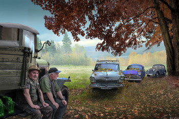 Ветераны / Ветераны,волга,москвич,осень