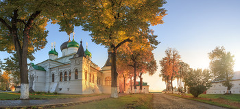 Сентябрь в Переславле / Феодоровский монастырь (Переславль-Залесский),осень,закат,панорама