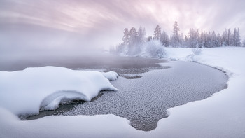 Морозный январский закат / Вечер на озере Гидронамыв