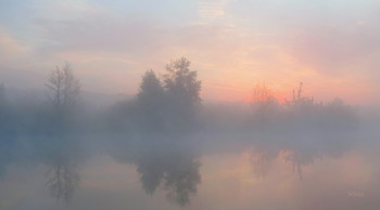 В тумане. / Утренний туман на озере Сосновое.