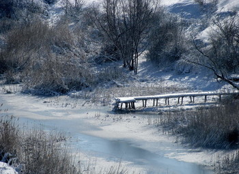 Место для рыбалки... / Река,деревья,снег