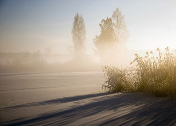 прижатая морозом ослеплённая солнцем / зимний день на замёрзшем озере