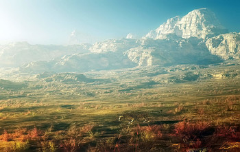 У подножья гор... / на тропе охотник