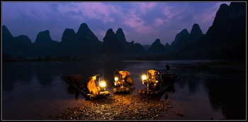 КИТАЙ. РЕКА ЛИ. ВЕЧЕРНИЙ РАЗГОВОР / Южный Китай река ЛИ.