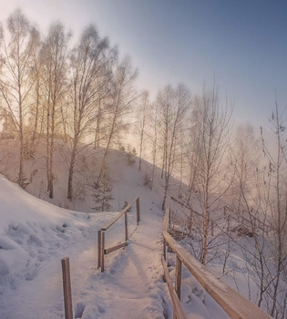 Зимний пейзаж / утро на Ангаре