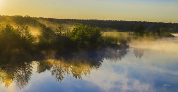 Весенние туманы. / Весенний рассвет на озере Сосновое