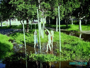 После дождя / Хороший летний дождь залил двор )