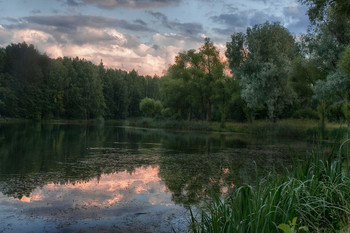 На закате дня / Петергоф, Английский пруд