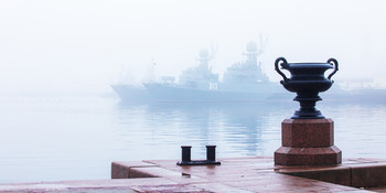 Утренний туман в Городе Фортов / Кронштадт, Средняя гавань, Петровский парк