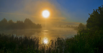 Озеро Сосновое. / Утренний туман на озере.