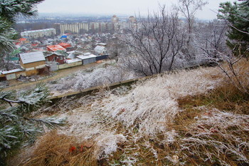 Ночные заморозки / В холодные зимы в Крыму ночами то ли выпадает лёгкий снег, то ли ложится иней. И то и другое с первыми лучами солнца быстро тает.
