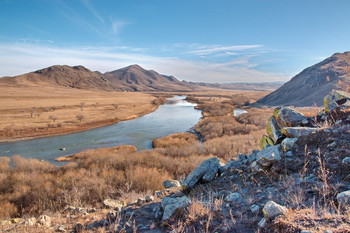 Течет река между сопок.. / Октябрь 2020г, Орхон аймак (Монголия)