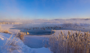 Солнечное утро / Зима на озере
