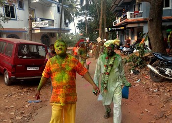 Неспешная прогулка / На фестивале красок Холи в Индии г. Бага