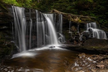 &nbsp; / I love photographing waterfalls and finding new angles on them. This was a smaller set of falls at Ricketts Glen State Park in Pennsylvania. I climbed down and waited for the sun to duck behind some clouds.