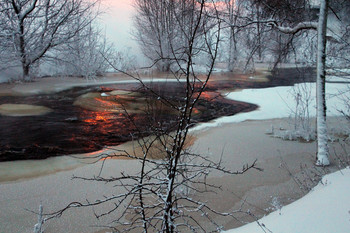 Морозное утро / Река Лососинка в Петрозаводске, 14.01.2021, утро