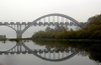 Утро / Утро. Ока. Стригинский ж/д мост.