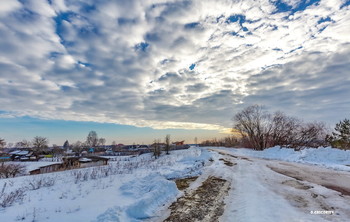 Следы Весны. / Февральский закат.Сельский мотив.