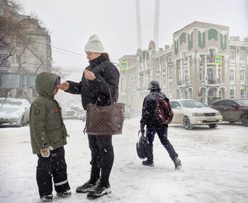 Снежинка / Снимал на телефон, гуляя по снежному Владивостоку