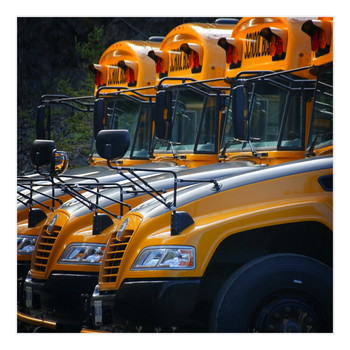 &nbsp; / School busses in waiting
New Foundland, Canada