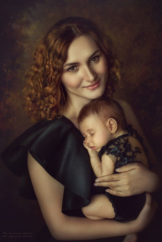 Зарина и малыш / Художественная ретушь фото Алины Кесовой. Исходник здесь: https://vk.com/photo198566655_457247099?rev=1