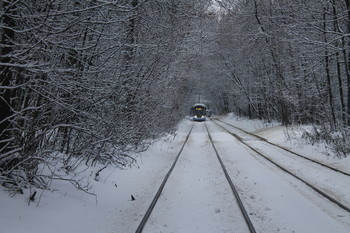 Трамвайные пути на Большой Ширяевской улице / Москва.Трамвайные пути на Большой Ширяевской улице
